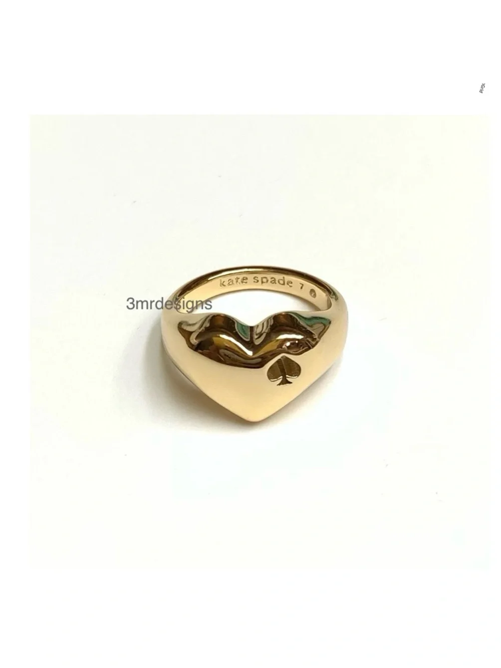 NWT Kate Spade ♠️ HEART & CUTOUT SPADE 12-K Gold Plated Signet Ring